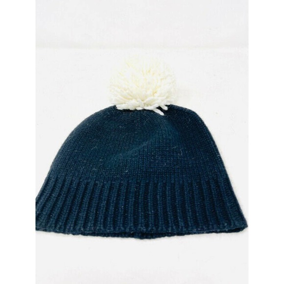 Sundry Black Wool Blend White Pom Pom Hat Cap